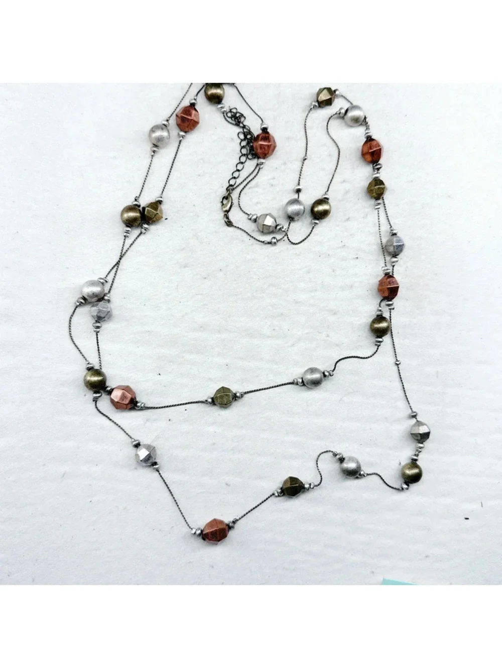 5350mc. Bronze Long Necklace Plastic Boho